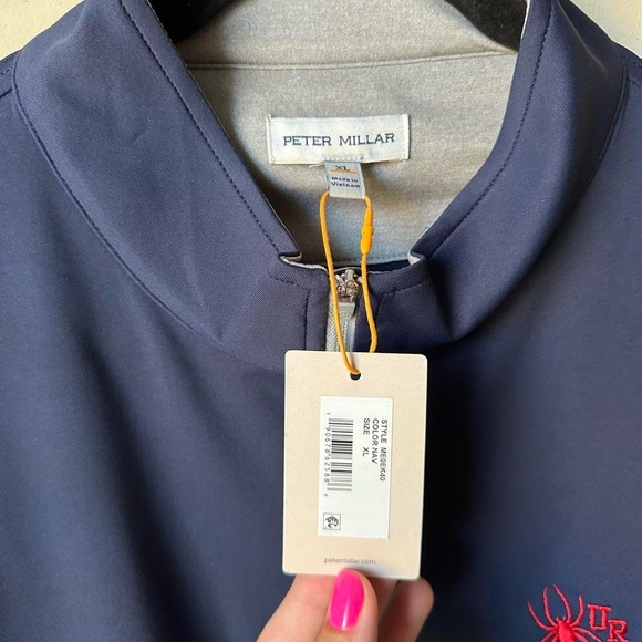 Peter Millar Richmond Spiders 1/4 Zip Size XL Pullover Golf Long Sleeve Navy - Picture 3 of 8